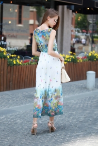 Váy liền YT205 : Váy maxi voan bướm xếp ly